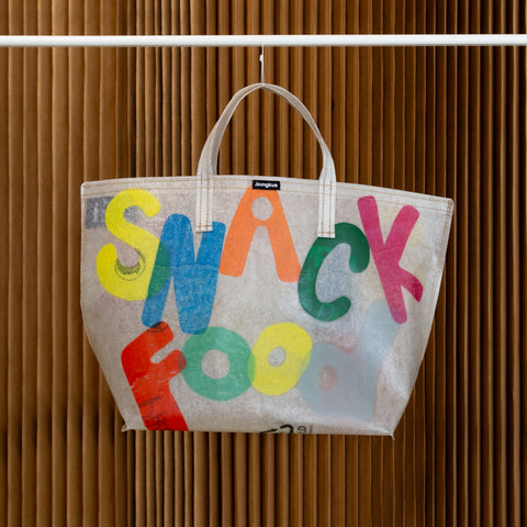 Snackfood x bungkus tote - white/rainbow (jumbo letters)
