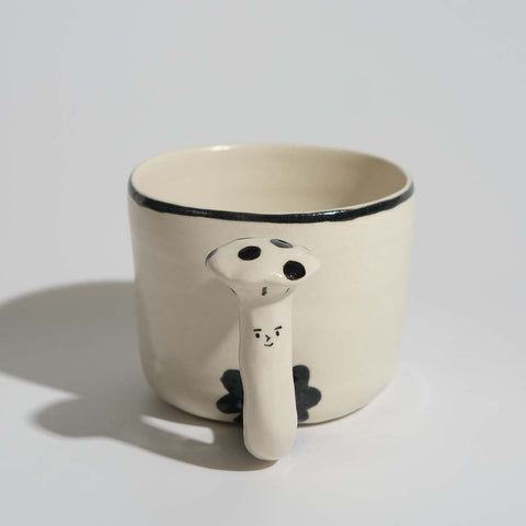 Black Flower mushroom mug