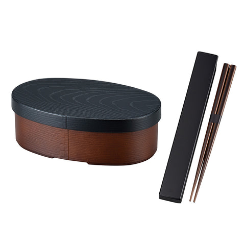 Bento box + chopstick set (black)