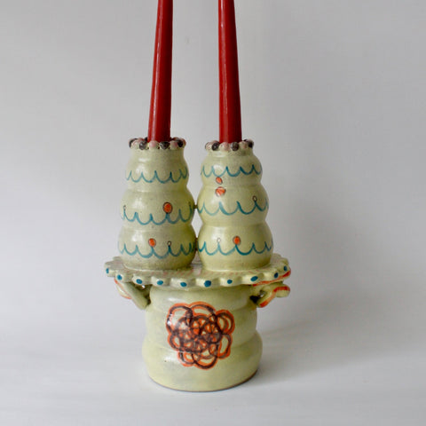 Canary Creeper Candle Holder (blue swirls)