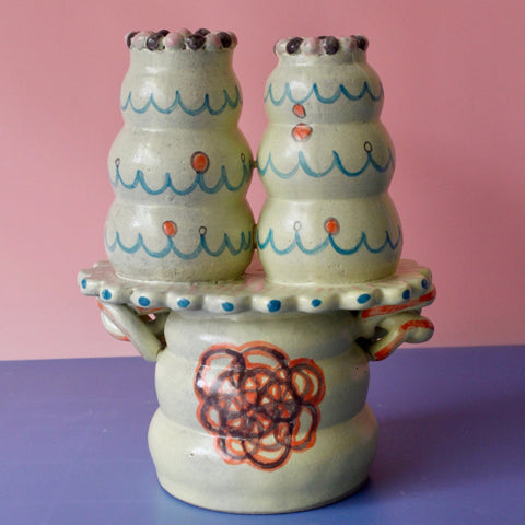 Canary Creeper Candle Holder (blue swirls)