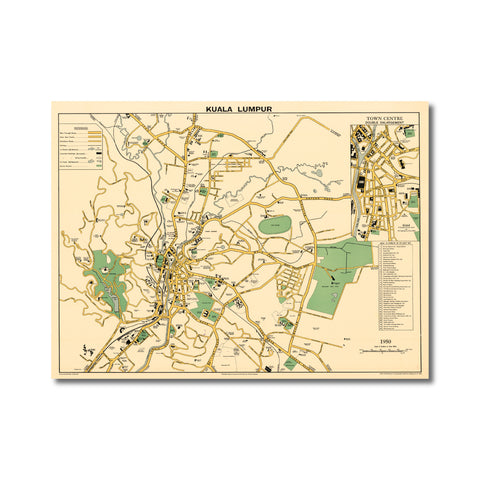 City map: Kuala Lumpur, 1950